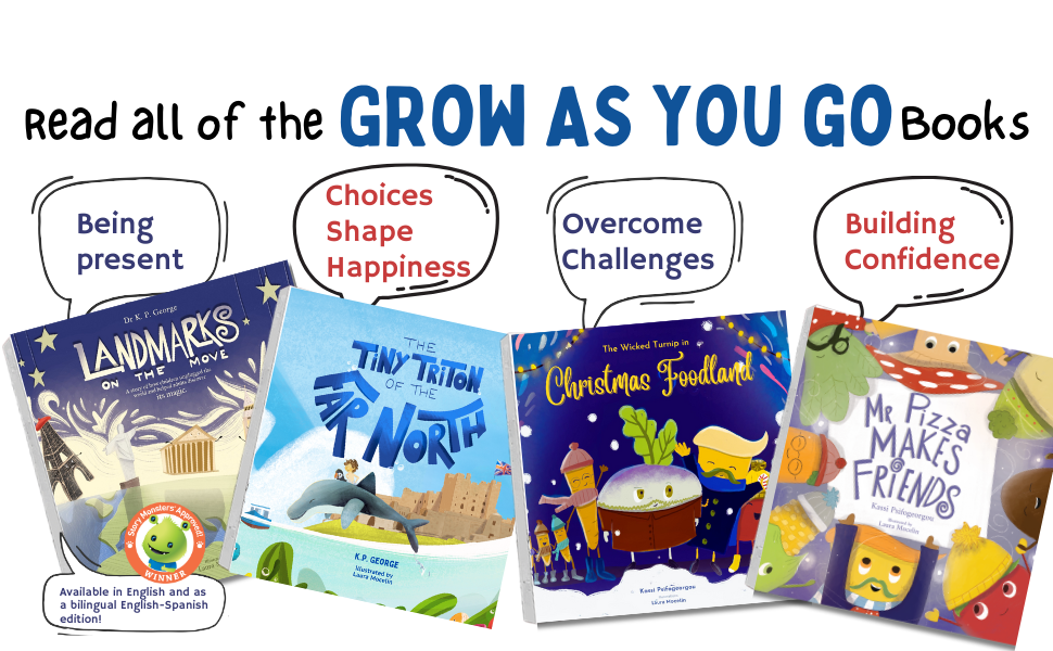 Grow as You Go" book series – a collection of children's books introducing life skills like resilience, empathy, and confidence through engaging stories.