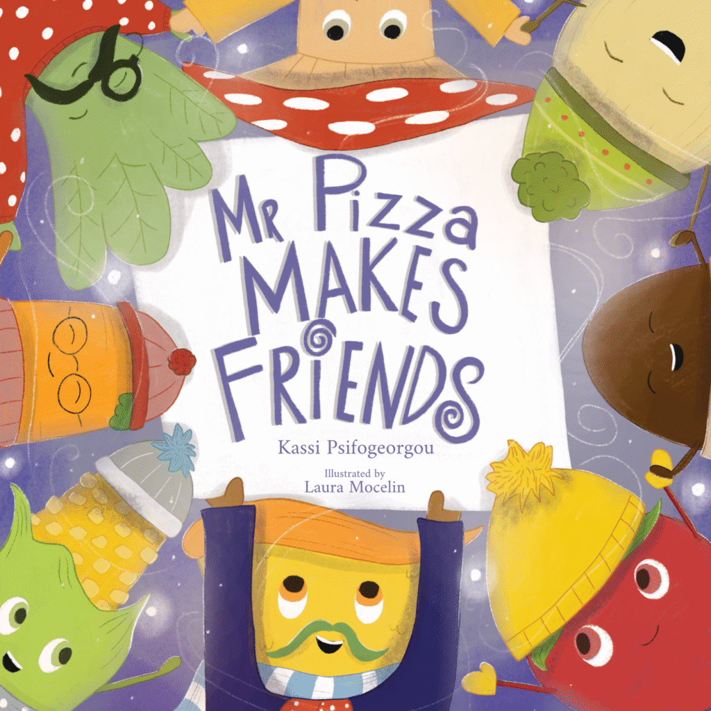 Mr Pizza Makes Friends - a fun children’s book about confidence and friendship and loving yourself by Kassi Psifogeorgou.

